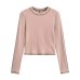 Color blocking bright stitching long sleeved T-shirt
