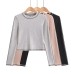 Color blocking bright stitching long sleeved T-shirt