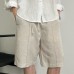 Men's Summer Linen Texture Loose Fit Casual Straight Leg Lightweight Shorts