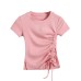 Side slit drawstring pleat tie irregular top Side slit drawstring pleat tie irregular top
