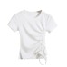 Side slit drawstring pleat tie irregular top Side slit drawstring pleat tie irregular top