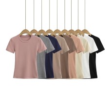 Small round neck short sleeved top