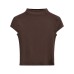 Half high collar patchwork bag sleeves with exposed navel top