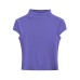 Half high collar patchwork bag sleeves with exposed navel top