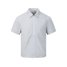 Diagonal Zipper Spliced Basic Solid Color Outdoor Short Sleeve Sun Protection Top