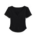 V-neck short sleeved top with external stitching