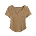 V-neck short sleeved top with external stitching