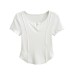 V-neck short sleeved top with external stitching