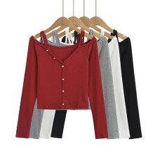 V-neck off shoulder top
