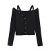 V-neck off shoulder top