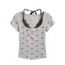 Bow tie neck tie tied short sleeved top