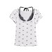 Bow tie neck tie tied short sleeved top