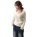 Spring Sweet Style Solid Color Versatile V-Neck Breathable Knitted Top Slimming and Whitening Long Sleeve Top
