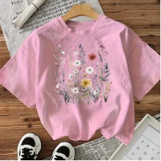 Floral Cotton Women's Short Sleeve Fashion INS Top American Style New Arrival Floral Cotton Women's Short Sleeve Fashion INS Top American Style New Arrival