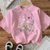 Floral Cotton Women's Short Sleeve Fashion INS Top American Style New Arrival
