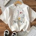 Floral Cotton Women's Short Sleeve Fashion INS Top American Style New Arrival