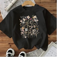 Floral Cotton Women's Short Sleeve Fashion INS Top American Style New Arrival Floral Cotton Women's Short Sleeve Fashion INS Top American Style New Arrival