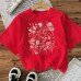 Floral Cotton Women's Short Sleeve Fashion INS Top American Style New Arrival Floral Cotton Women's Short Sleeve Fashion INS Top American Style New Arrival