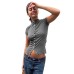 Street Style Snap Button Design Slim Fit T-Shirt Casual Short Length Versatile Knit Top