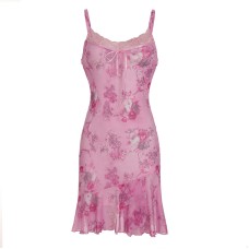 Style Girl Light Yellow Floral Bow Tie Waist Strapless Dress with Tulle Splicing Lace Backless Mini Skirt