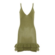 Sexy Knitted Mesh Weave V-Neck Backless Strapless Dress Sheer Woolen Tiered Skirt Sexy Knitted Mesh Weave V-Neck Backless Strapless Dress Sheer Woolen Tiered Skirt