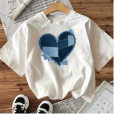 Heart-shaped Cotton Women's Short Sleeve Fashion INS Top American Style New Arrival Heart-shaped Cotton Women's Short Sleeve Fashion INS Top American Style New Arrival