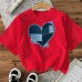 Heart-shaped Cotton Women's Short Sleeve Fashion INS Top American Style New Arrival