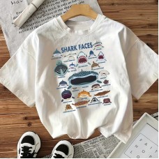 Shark Ocean Animal Cotton Women's Short Sleeve Fashion INS Top American Style New Arrival