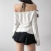 Design Sense Beaded Swing Neck Halter Fake Two-Piece Top Loose Women's Clothing