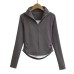 Stand up collar zipper fake two piece long sleeved T-shirt