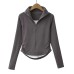 Stand up collar zipper fake two piece long sleeved T-shirt