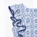 Round neck ruffle edge floral waist cinching long dress for women