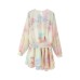 Round neck long sleeved layered decorative printed dress for women