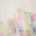 Round neck long sleeved layered decorative printed dress for women