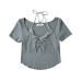 Fake two bow tie tops for women