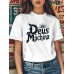 Approval Drop Shipping Women's Short Sleeve  Letter Round Neck Top