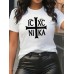 Approval Drop Shipping Women's Short Sleeve  Letter Round Neck Top