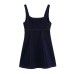 U-neck sleeveless denim suspender with side zipper dress for women