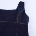 U-neck sleeveless denim suspender with side zipper dress for women