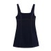 U-neck sleeveless denim suspender with side zipper dress for women