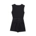 Round neck sleeveless waist with waistband patchwork jumpsuit for women