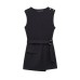 Round neck sleeveless waist with waistband patchwork jumpsuit for women