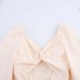 V-neck long sleeved waist hollow out short skirt dress for women