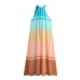 Hanging neck collar sleeveless contrasting A-line long dress for women