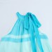 Hanging neck collar sleeveless contrasting A-line long dress for women
