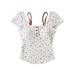 Broken flower fake two neck hanging square neck short sleeved T-shirts