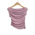 Solid color slanted shoulder pleated one neck vest top