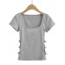 Bow high waisted hollow short sleeved T-shirt