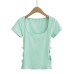 Bow high waisted hollow short sleeved T-shirt