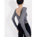 Backless solid color long sleeved T-shirt